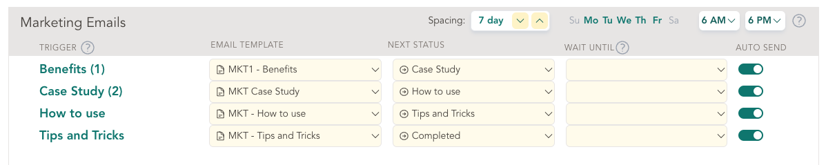 Mapping BlitzSender marketing emails to statuses